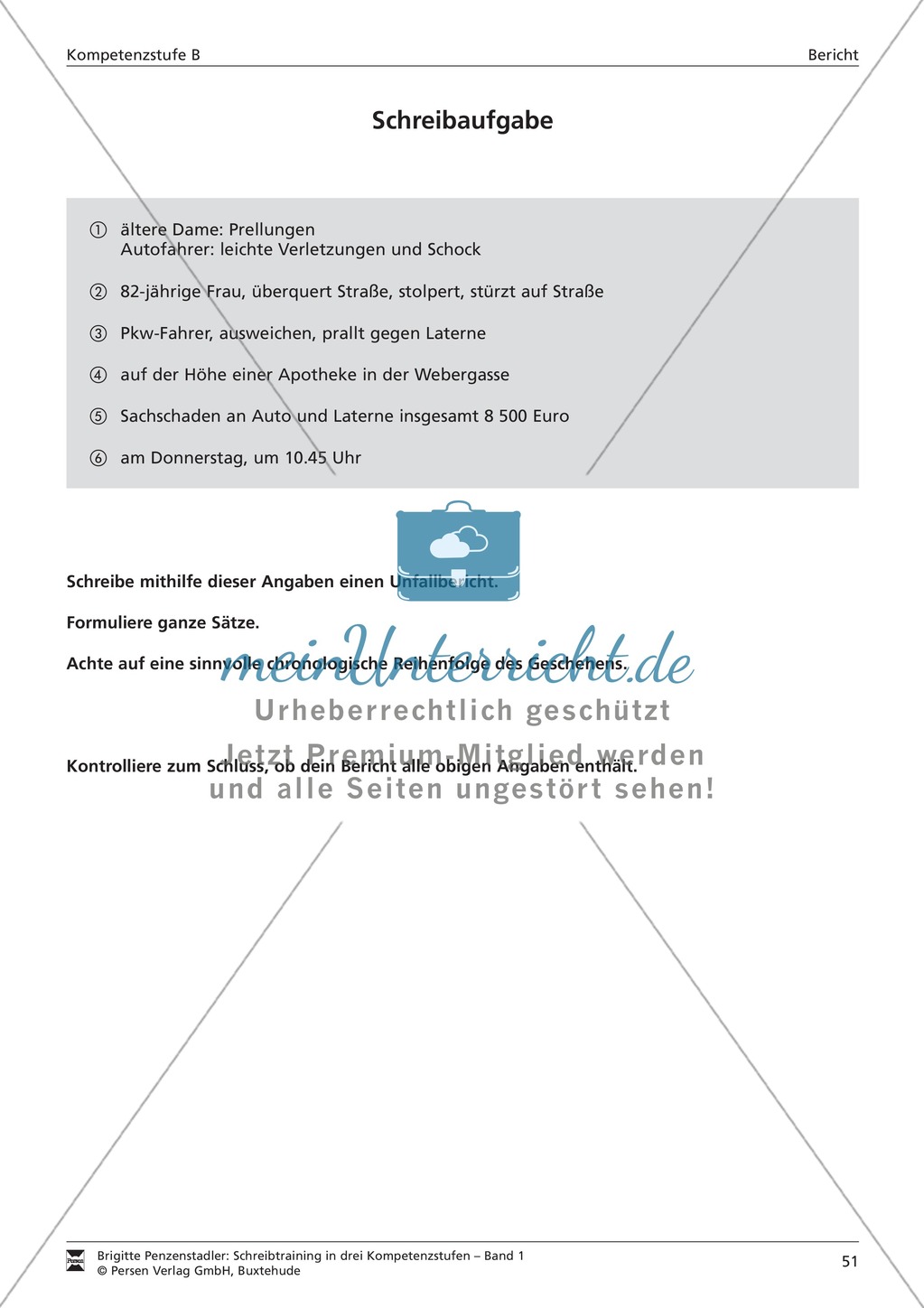Schreibtraining Kompetenzstufe B: Bericht: Arbeitsblätter mit Lösungen Preview 8
