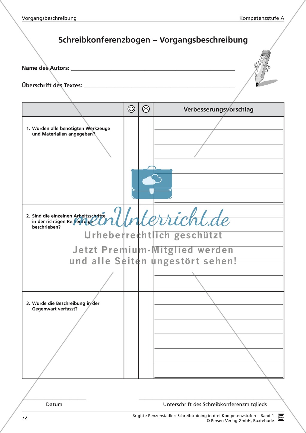 Schreibtraining Kompetenzstufe A: Vorgangsbeschreibung: Arbeitsblätter mit Lösungen Preview 11