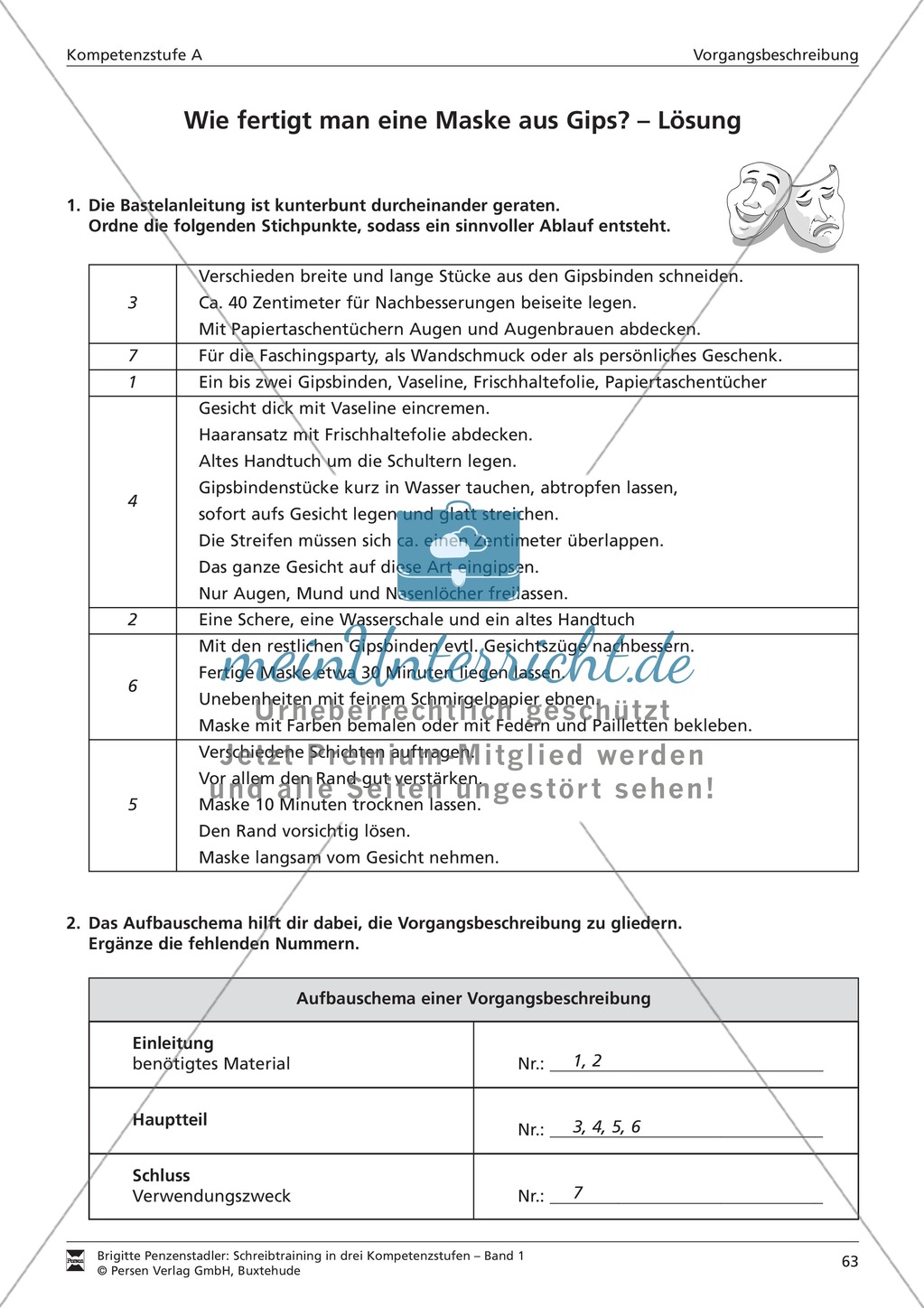 Schreibtraining Kompetenzstufe A: Vorgangsbeschreibung: Arbeitsblätter mit Lösungen Preview 2