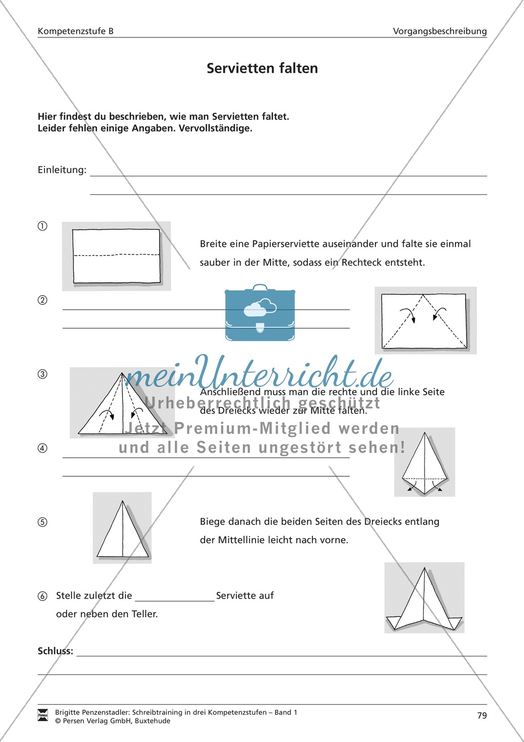 Schreibtraining Kompetenzstufe B: Vorgangsbeschreibung: Arbeitsblätter mit Lösungen Preview 7