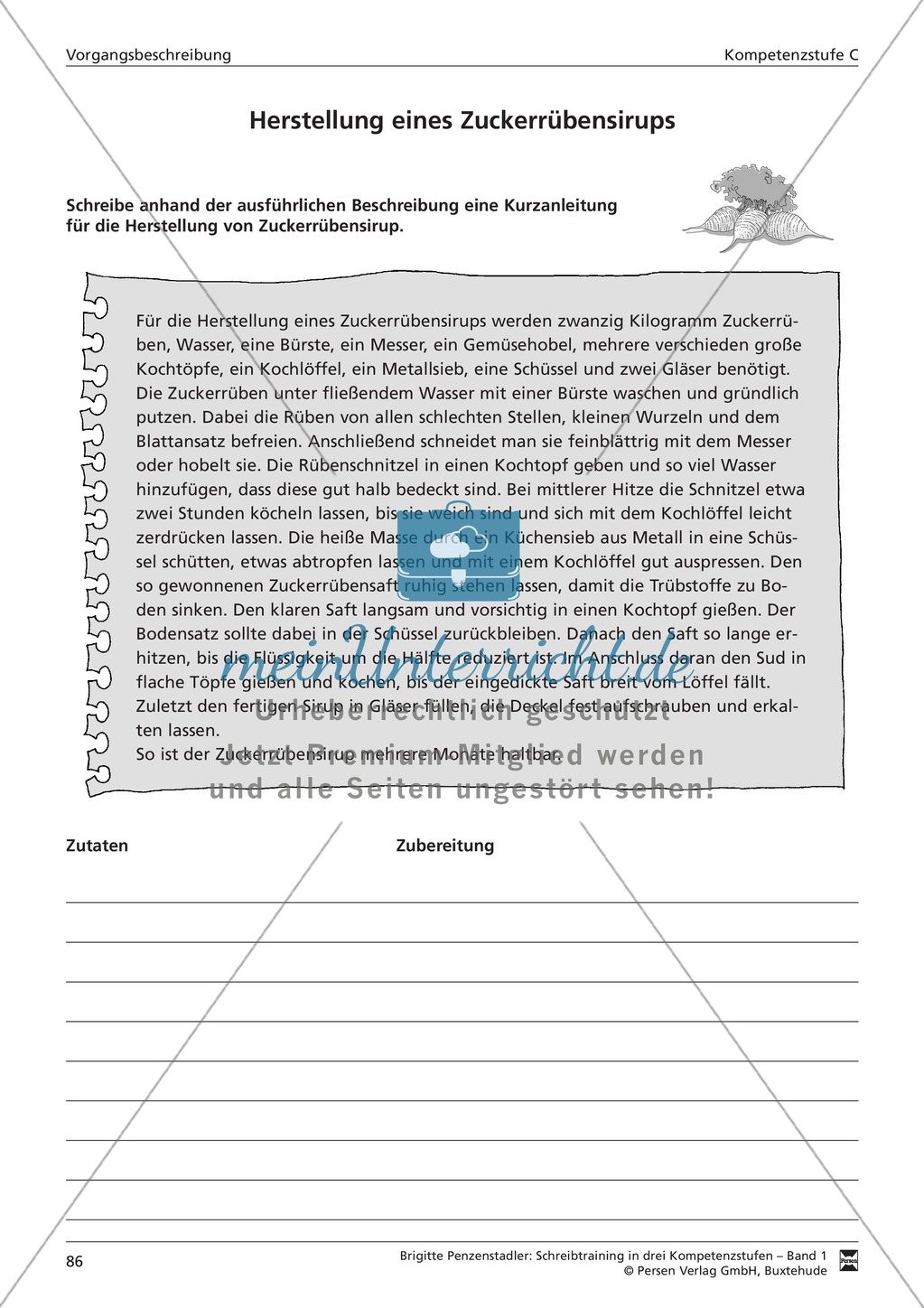 Schreibtraining Kompetenzstufe C: Vorgangsbeschreibung: Arbeitsblätter mit Lösungen Preview 3