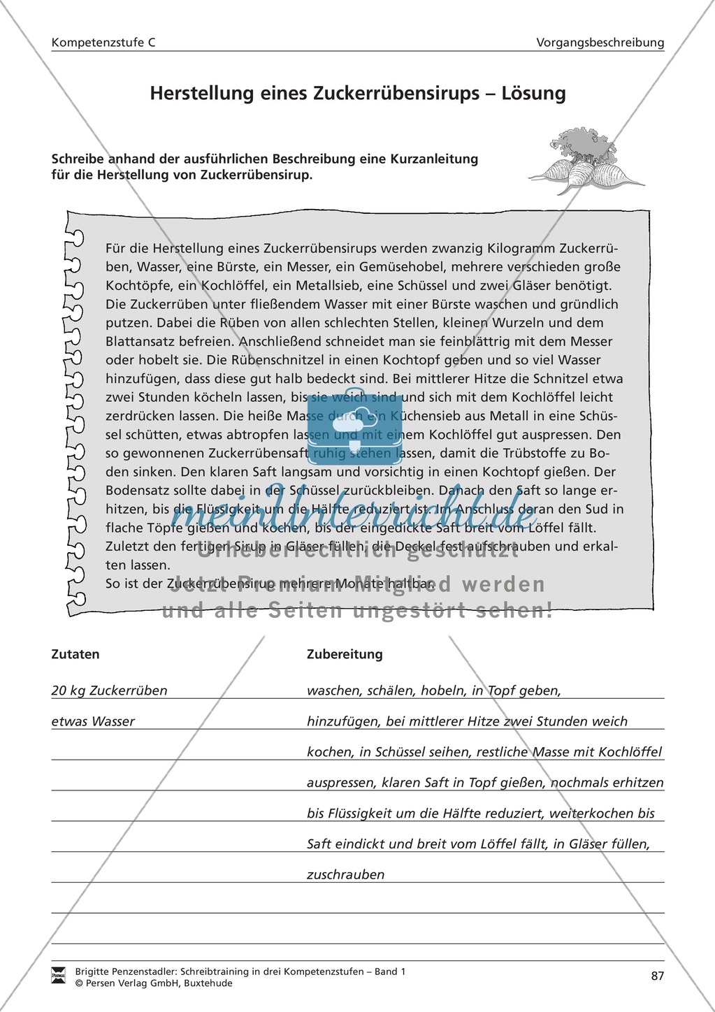 Schreibtraining Kompetenzstufe C: Vorgangsbeschreibung: Arbeitsblätter mit Lösungen Preview 4