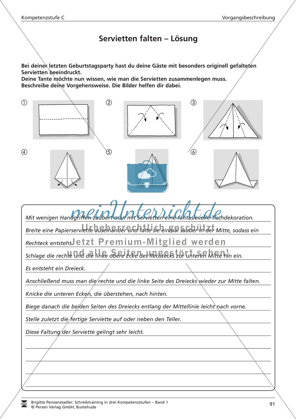 Schreibtraining Kompetenzstufe C: Vorgangsbeschreibung: Arbeitsblätter mit Lösungen Preview 8