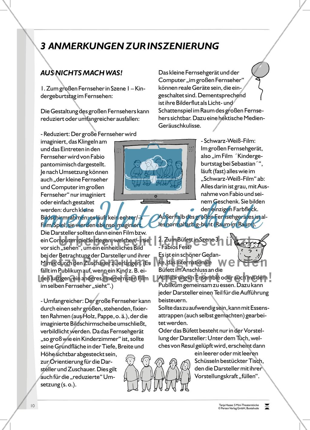 Aus nichts mach was: Inhalt, Inszenierungsanweisungen, Programmzettel zum Theaterstück Preview 2
