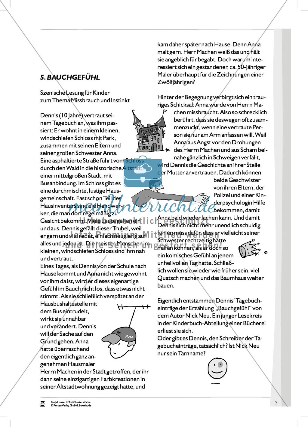 Bauchgefühl: Inhalt, Inszenierungsanweisungen und Programmzettel zum Theaterstück Preview 1