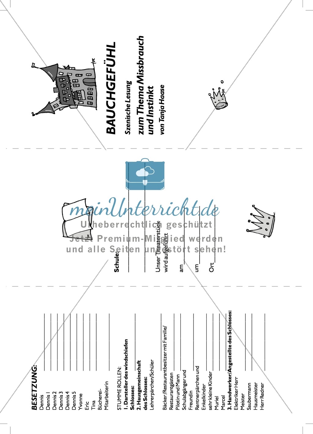 Bauchgefühl: Inhalt, Inszenierungsanweisungen und Programmzettel zum Theaterstück Preview 5