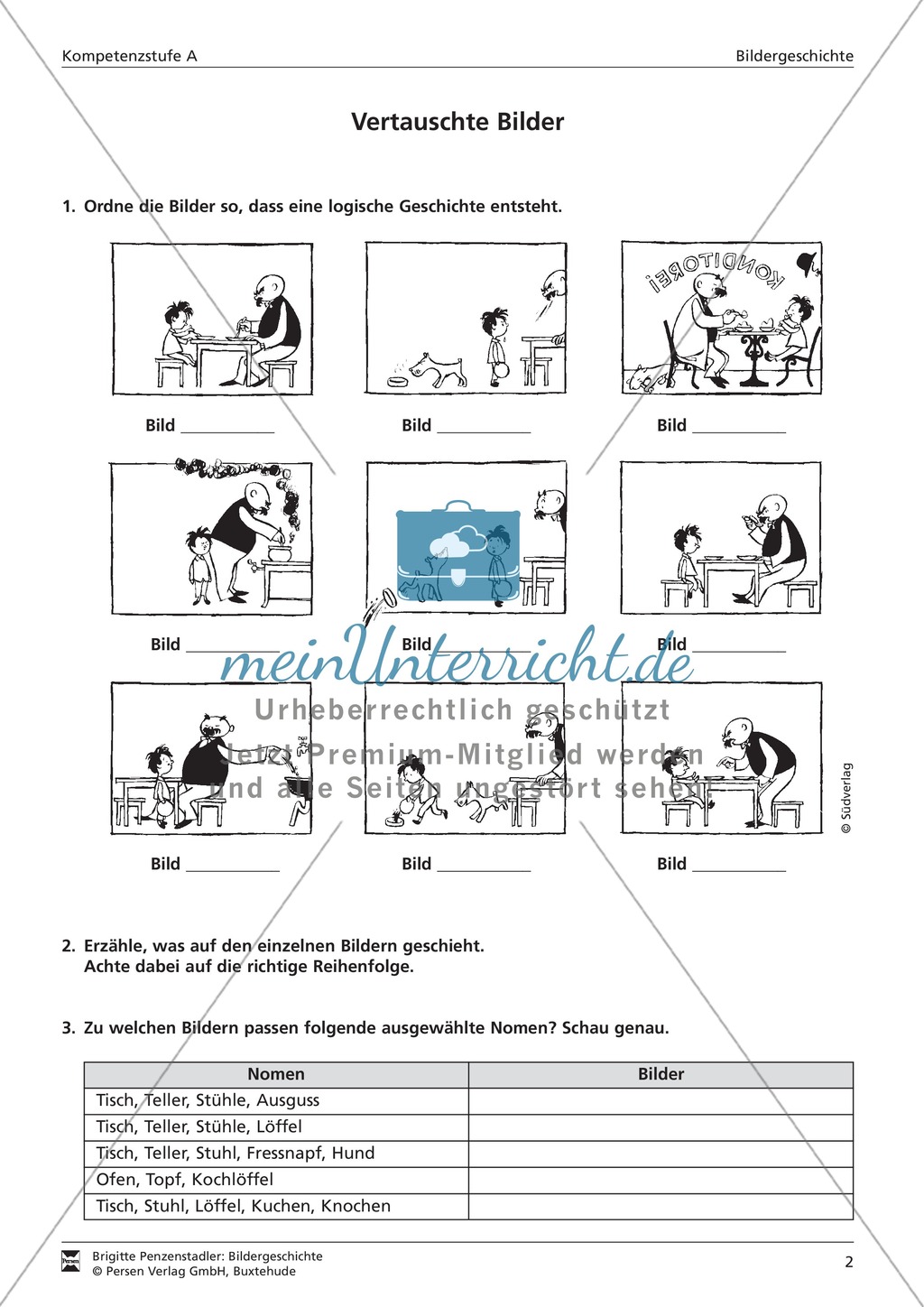 Bilder anordnen zu einer Bildergeschichte: Übung und Lösung Preview 1