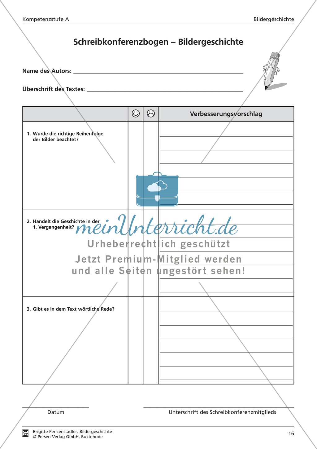 Eine Bildergeschichte schreiben und Schreibkonferenz halten: Bilder, Aufgaben, Arbeitsbogen (niedriges Niveau) Preview 3