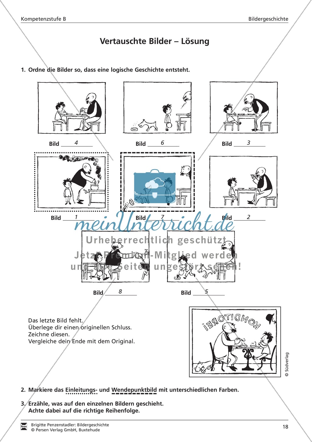 Bilder zu einer Bildergeschichte ordnen: Übung und Lösung Preview 2