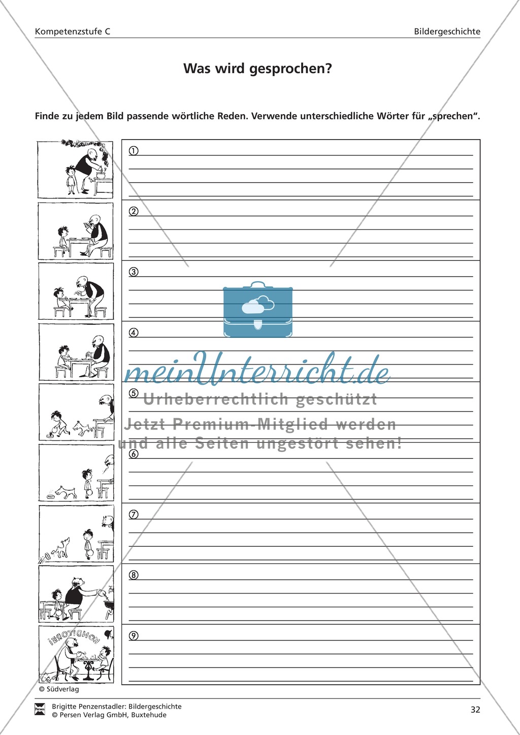 Wörtliche Rede zu Bildern finden: Übung und Lösung Preview 1