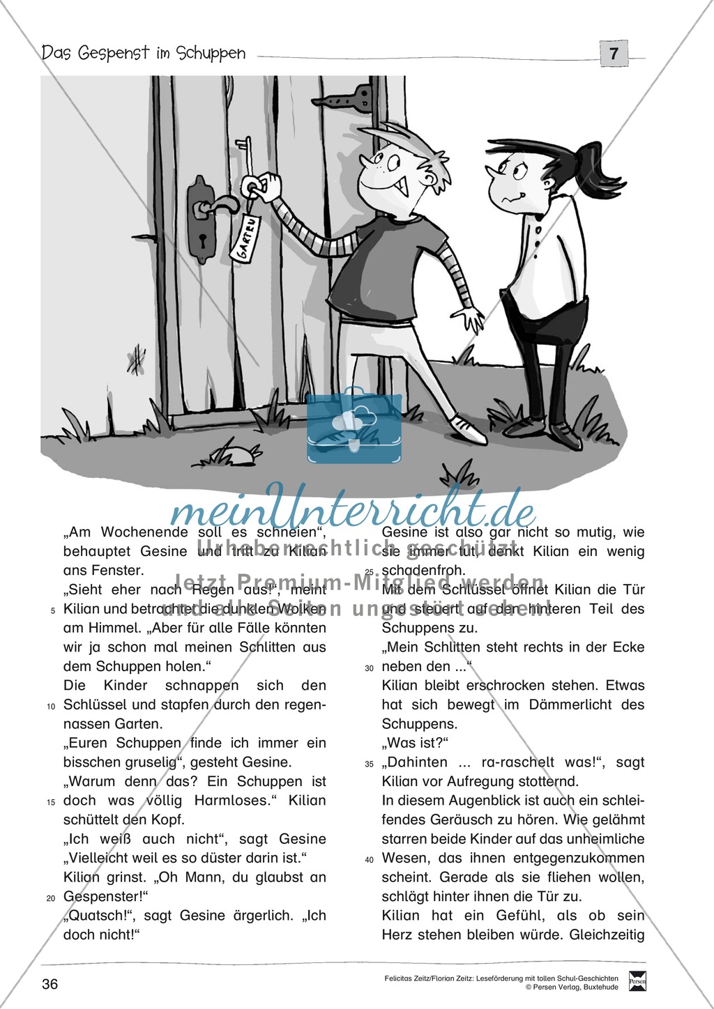 Leseförderung "Das Gespenst im Schuppen": Text Preview 1