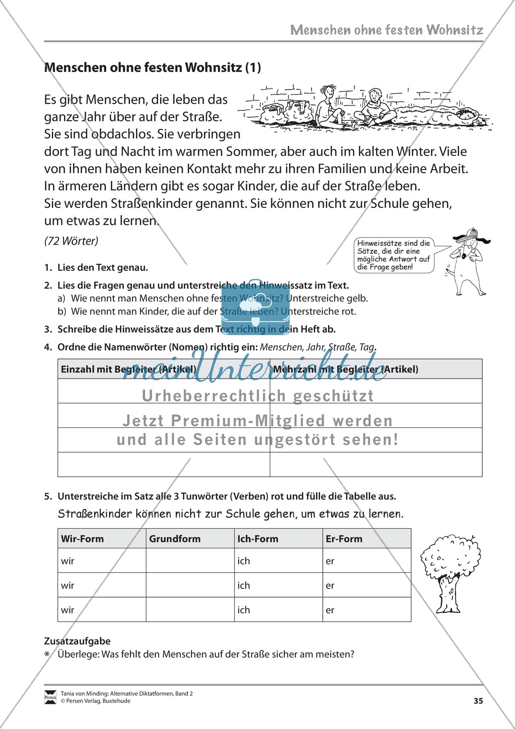 Alternative Diktatformen: "Rechtschreibearbeit - Obdachlose - Differenzierungsstufe 2" - Lesetext + Aufgaben + Lösungen Preview 1