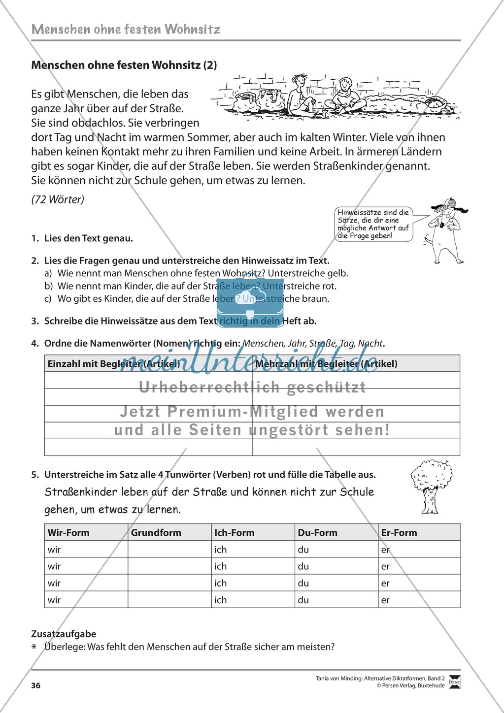 Alternative Diktatformen: "Rechtschreibearbeit - Obdachlose - Differenzierungsstufe 2" - Lesetext + Aufgaben + Lösungen Preview 2