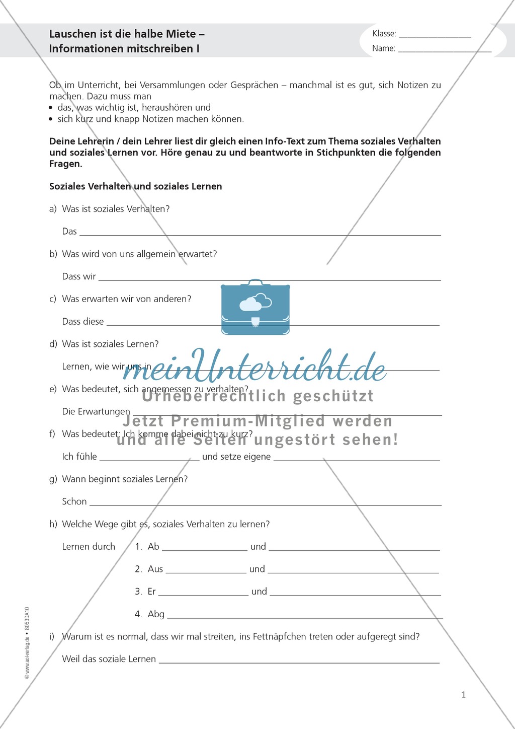 Alltagskompetenzen: "Notizen schreiben" - Infotext + Aufgaben + Lösungen Preview 1