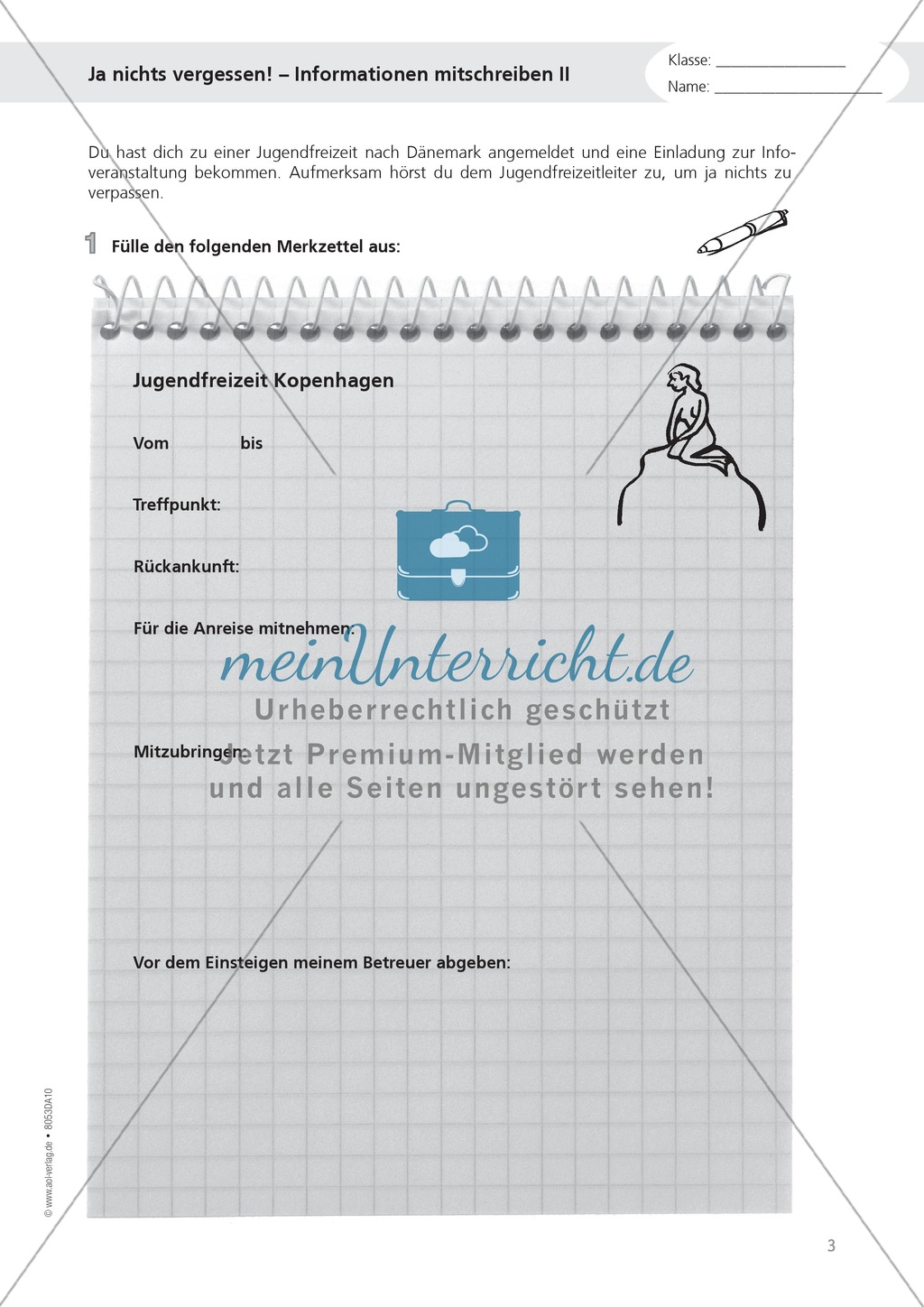 Alltagskompetenzen: "Notizen schreiben" - Infotext + Aufgaben + Lösungen Preview 3