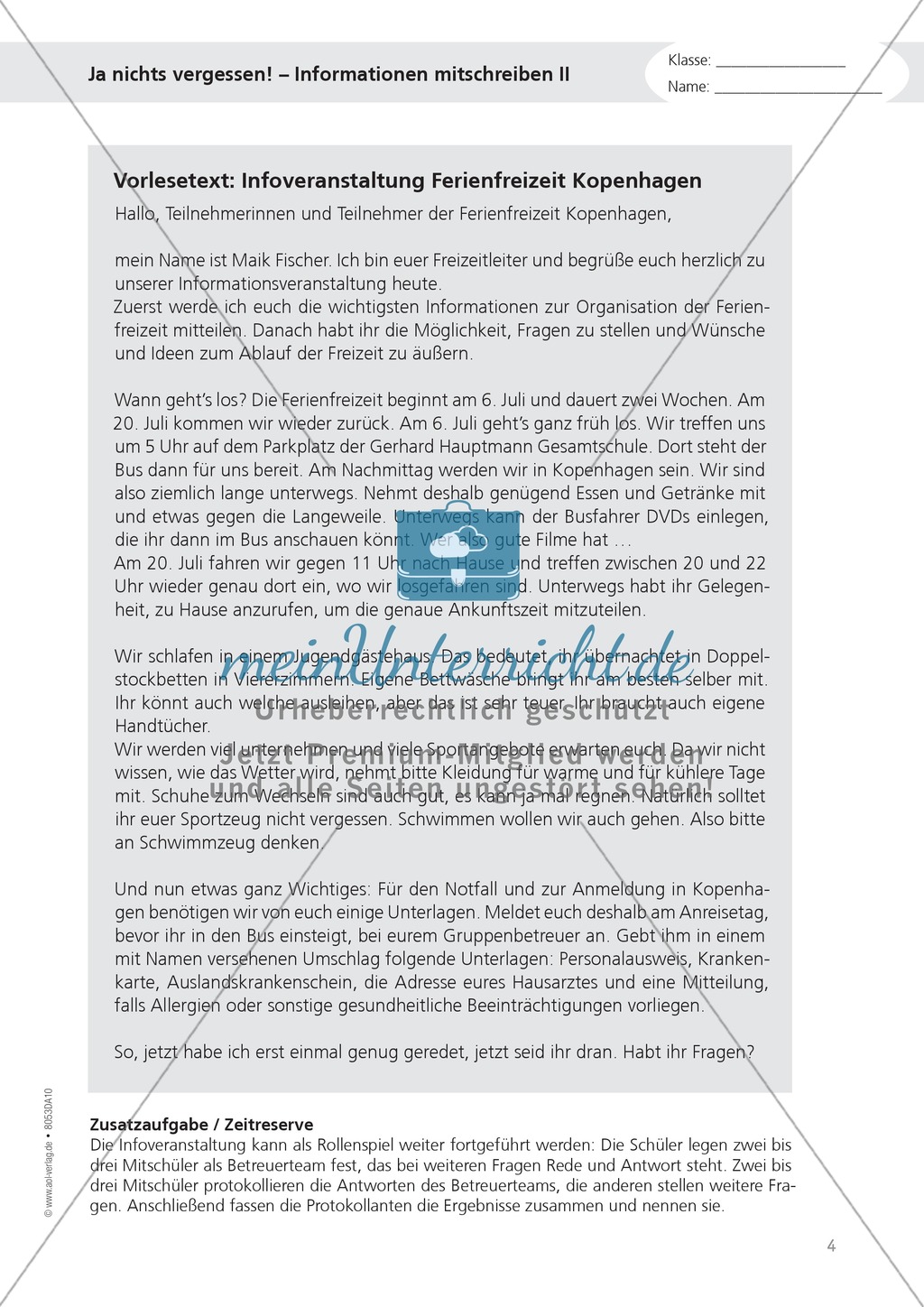 Alltagskompetenzen: "Notizen schreiben" - Infotext + Aufgaben + Lösungen Preview 4