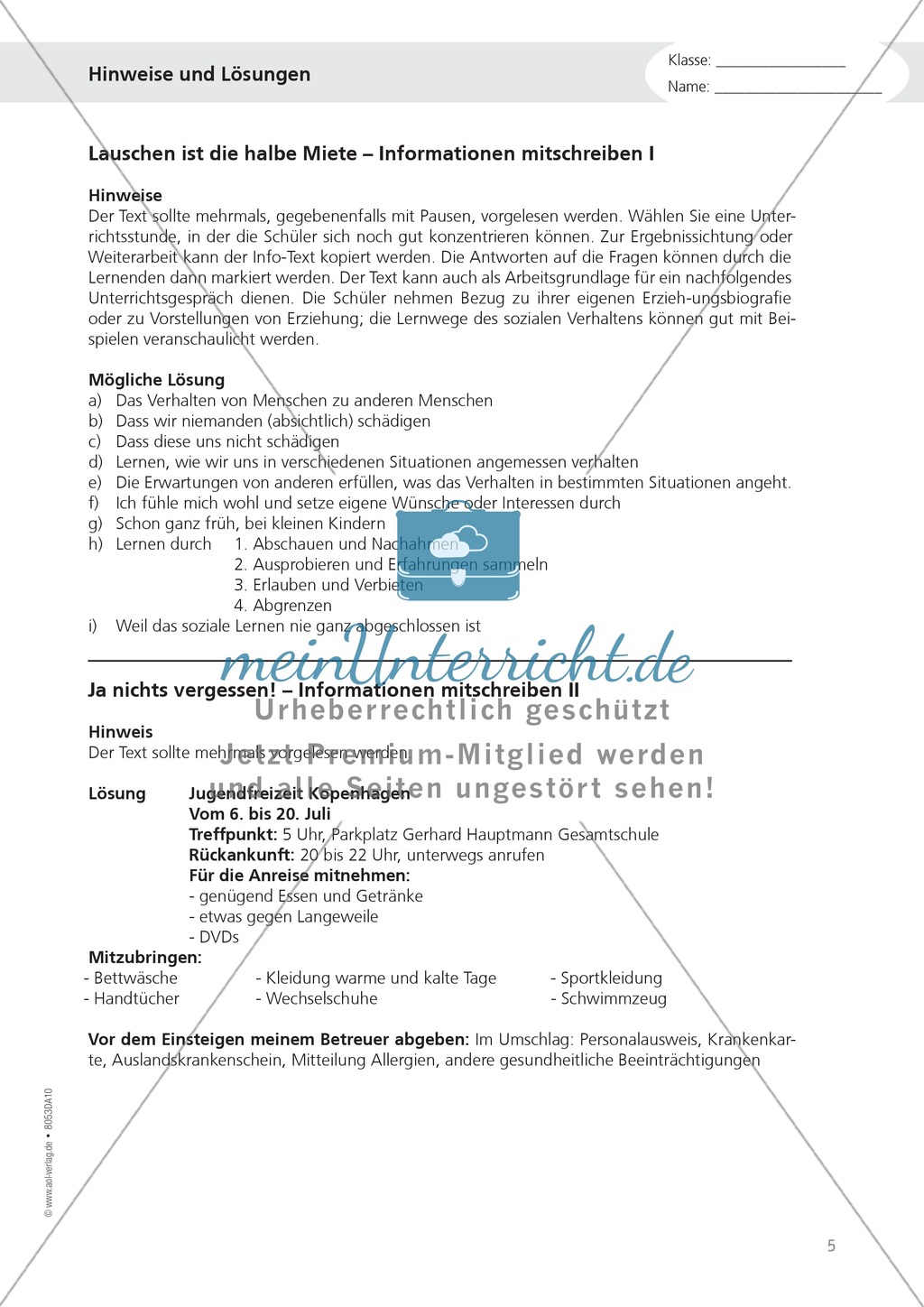 Alltagskompetenzen: "Notizen schreiben" - Infotext + Aufgaben + Lösungen Preview 5