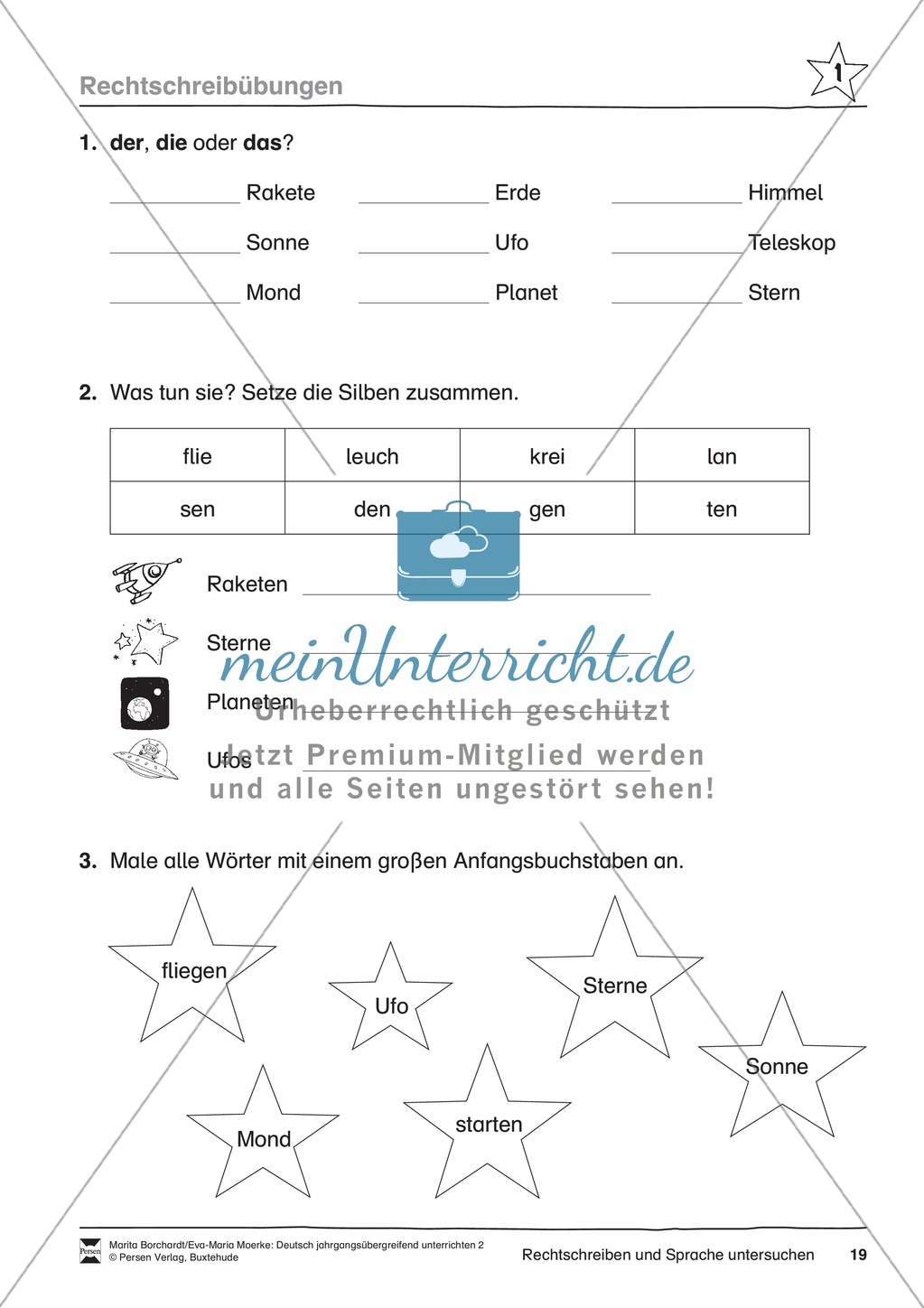JÜL - Drei Differenzierungsstufen: "Auf zu den Sternen" - Einführung + Arbeitsblätter + Aufgaben + Lernkontrolle Preview 15