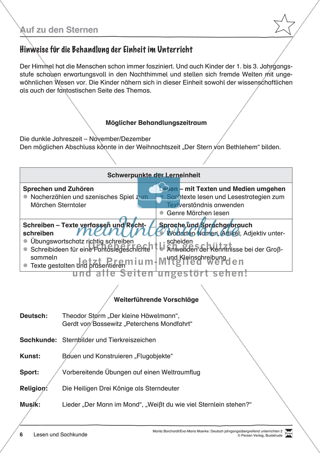 JÜL - Drei Differenzierungsstufen: "Auf zu den Sternen" - Einführung + Arbeitsblätter + Aufgaben + Lernkontrolle Preview 2