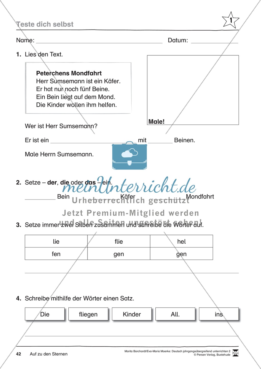 JÜL - Drei Differenzierungsstufen: "Auf zu den Sternen" - Einführung + Arbeitsblätter + Aufgaben + Lernkontrolle Preview 38