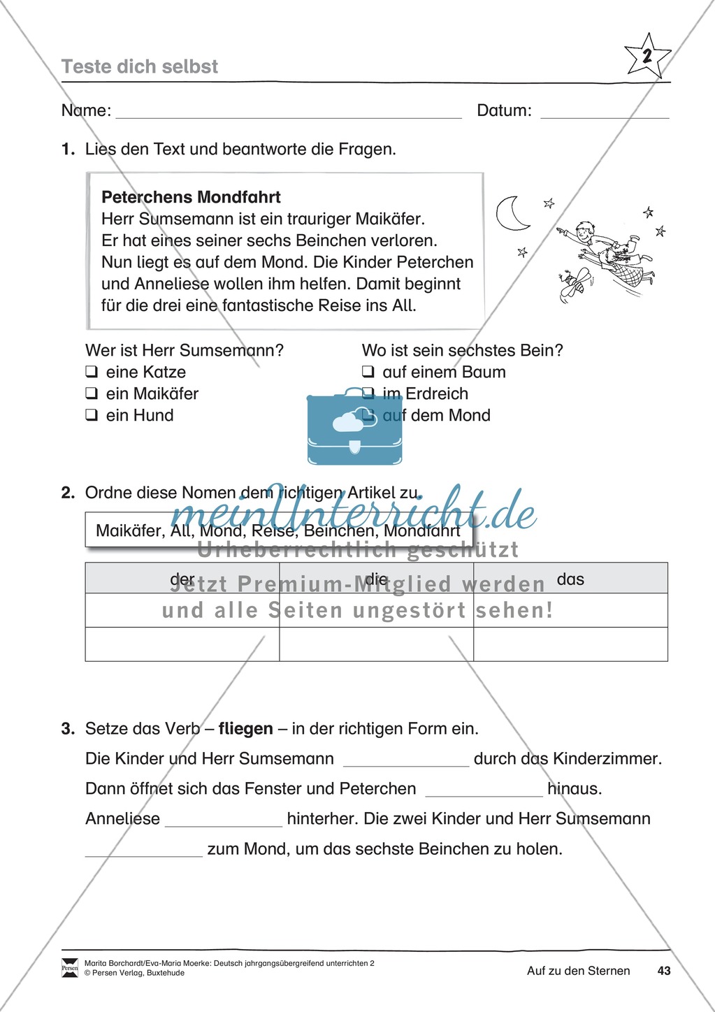 JÜL - Drei Differenzierungsstufen: "Auf zu den Sternen" - Einführung + Arbeitsblätter + Aufgaben + Lernkontrolle Preview 39