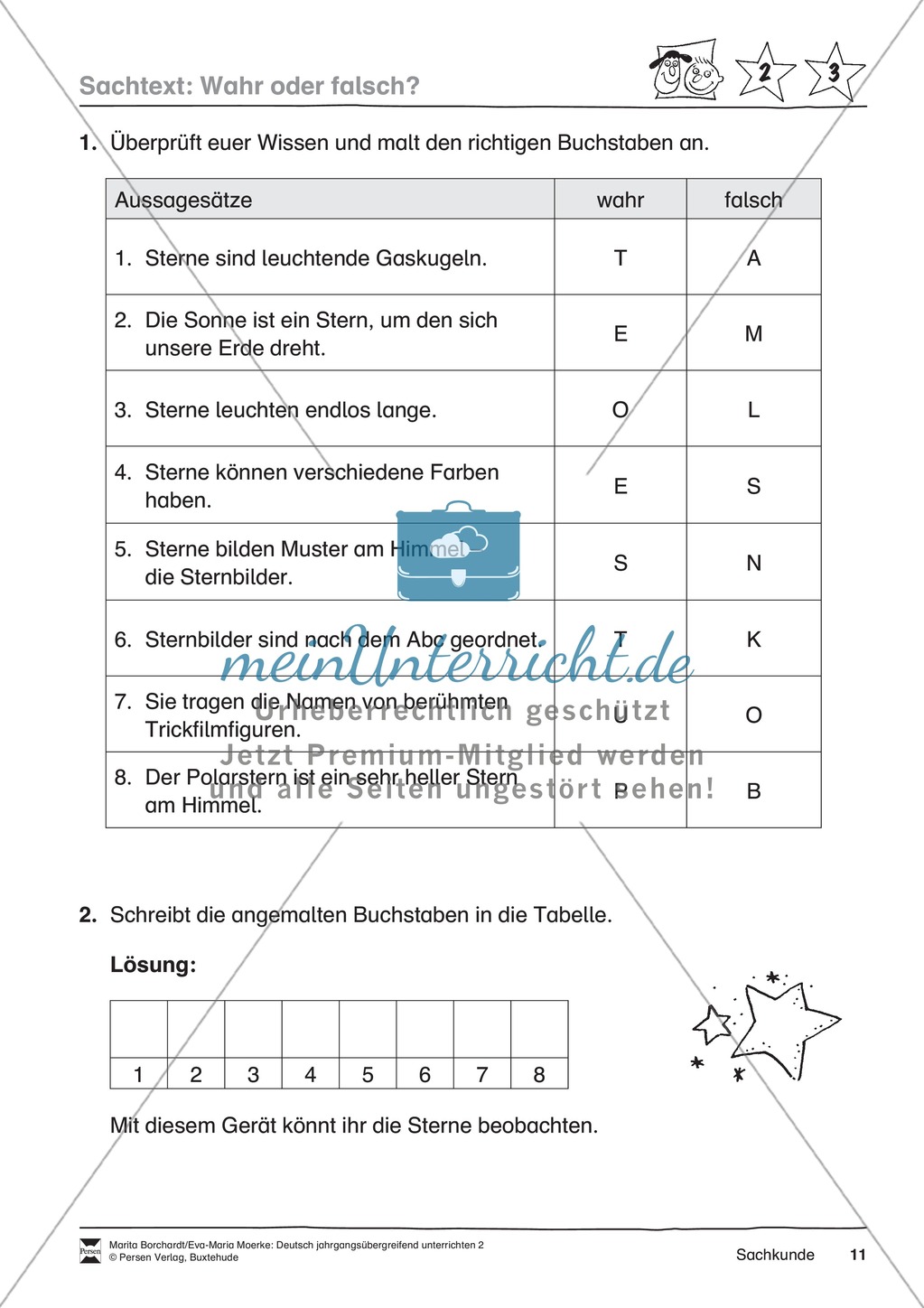 JÜL - Drei Differenzierungsstufen: "Auf zu den Sternen" - Einführung + Arbeitsblätter + Aufgaben + Lernkontrolle Preview 7