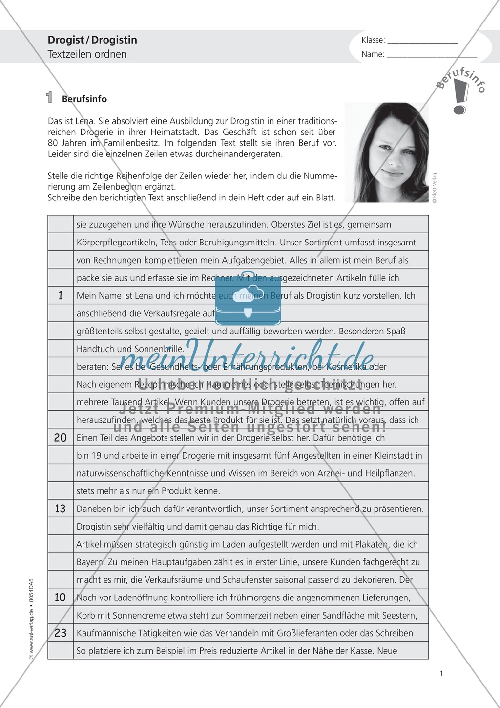 Deutsch-Aufgaben aus dem Alltag - Arbeiten in der Drogerie: Übungen und Lösung Preview 1