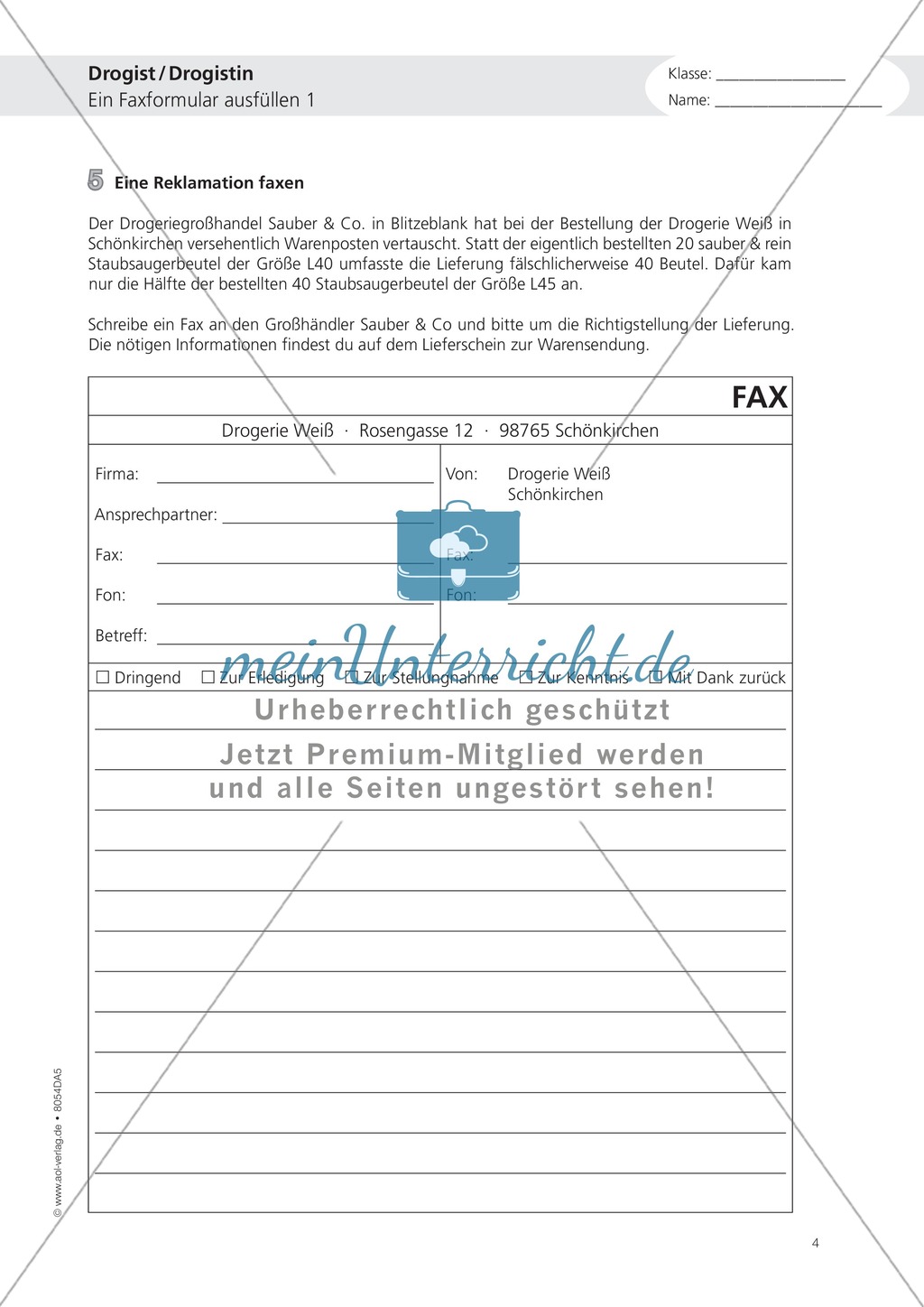 Deutsch-Aufgaben aus dem Alltag - Arbeiten in der Drogerie: Übungen und Lösung Preview 4