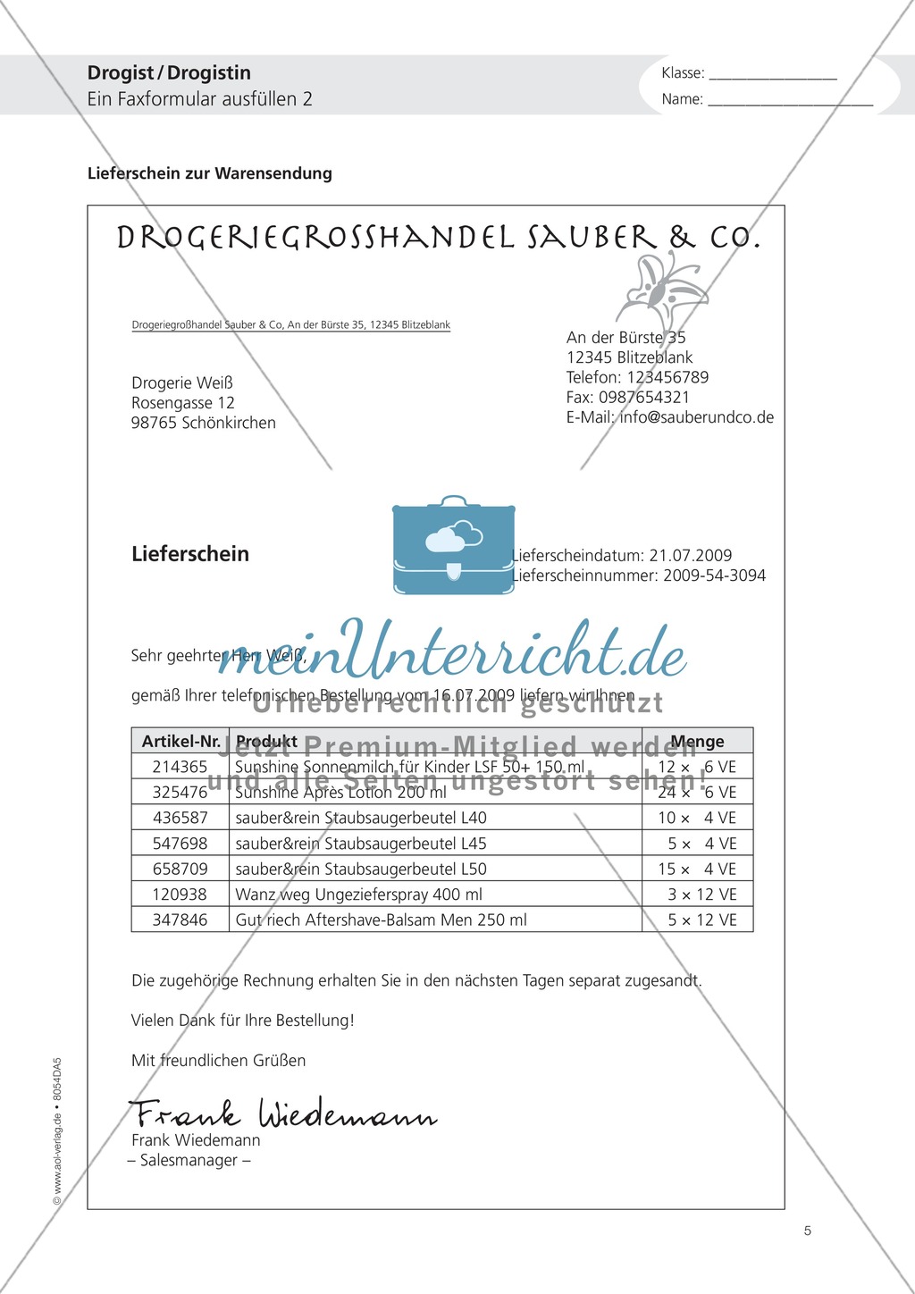 Deutsch-Aufgaben aus dem Alltag - Arbeiten in der Drogerie: Übungen und Lösung Preview 5