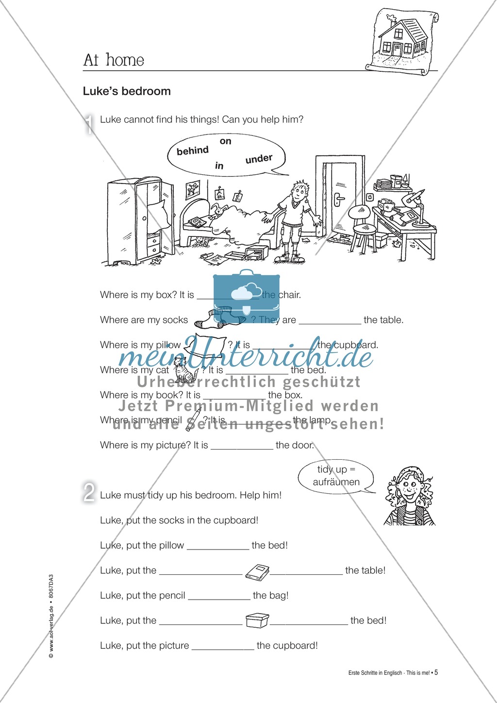 Erste Schritte in Englisch - At home: Übungen und Lösung Preview 5