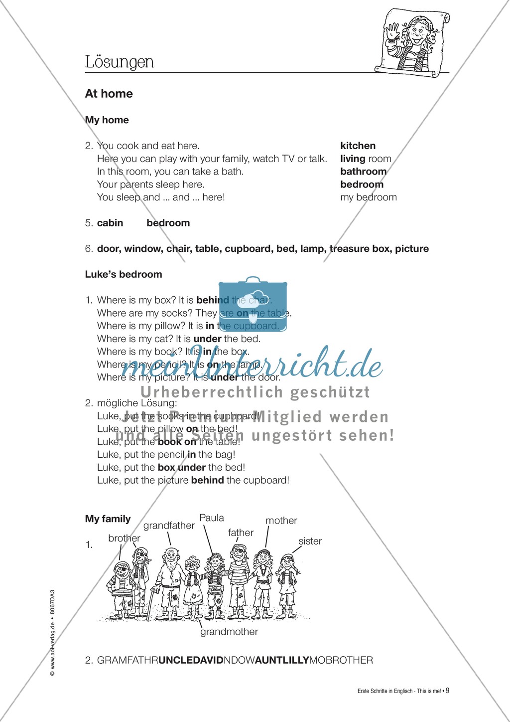Erste Schritte in Englisch - At home: Übungen und Lösung Preview 9