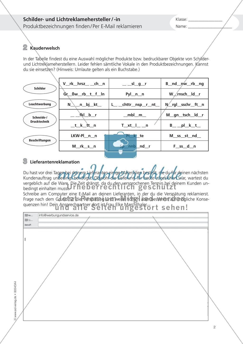 Deutsch-Aufgaben aus dem Alltag - Arbeiten als Schilder- und Lichtreklamehersteller: Übungen + Lösung Preview 2