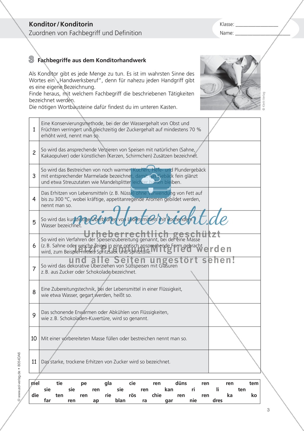 Deutsch-Aufgaben aus dem Alltag - Arbeiten in der Konditorei: Übungen und Lösung Preview 3