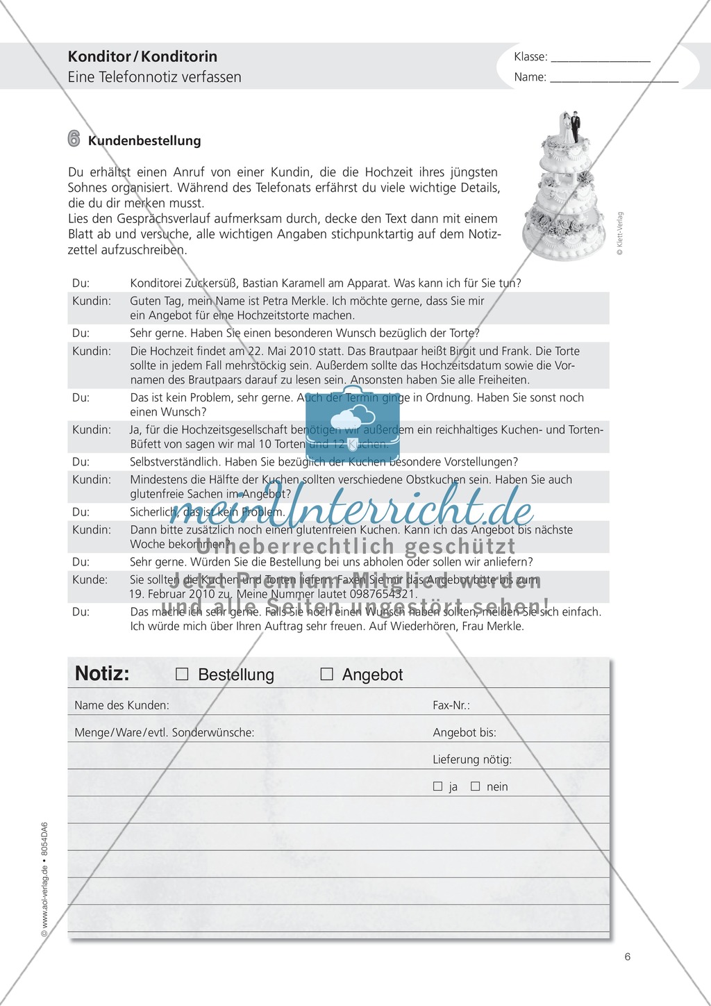 Deutsch-Aufgaben aus dem Alltag - Arbeiten in der Konditorei: Übungen und Lösung Preview 6