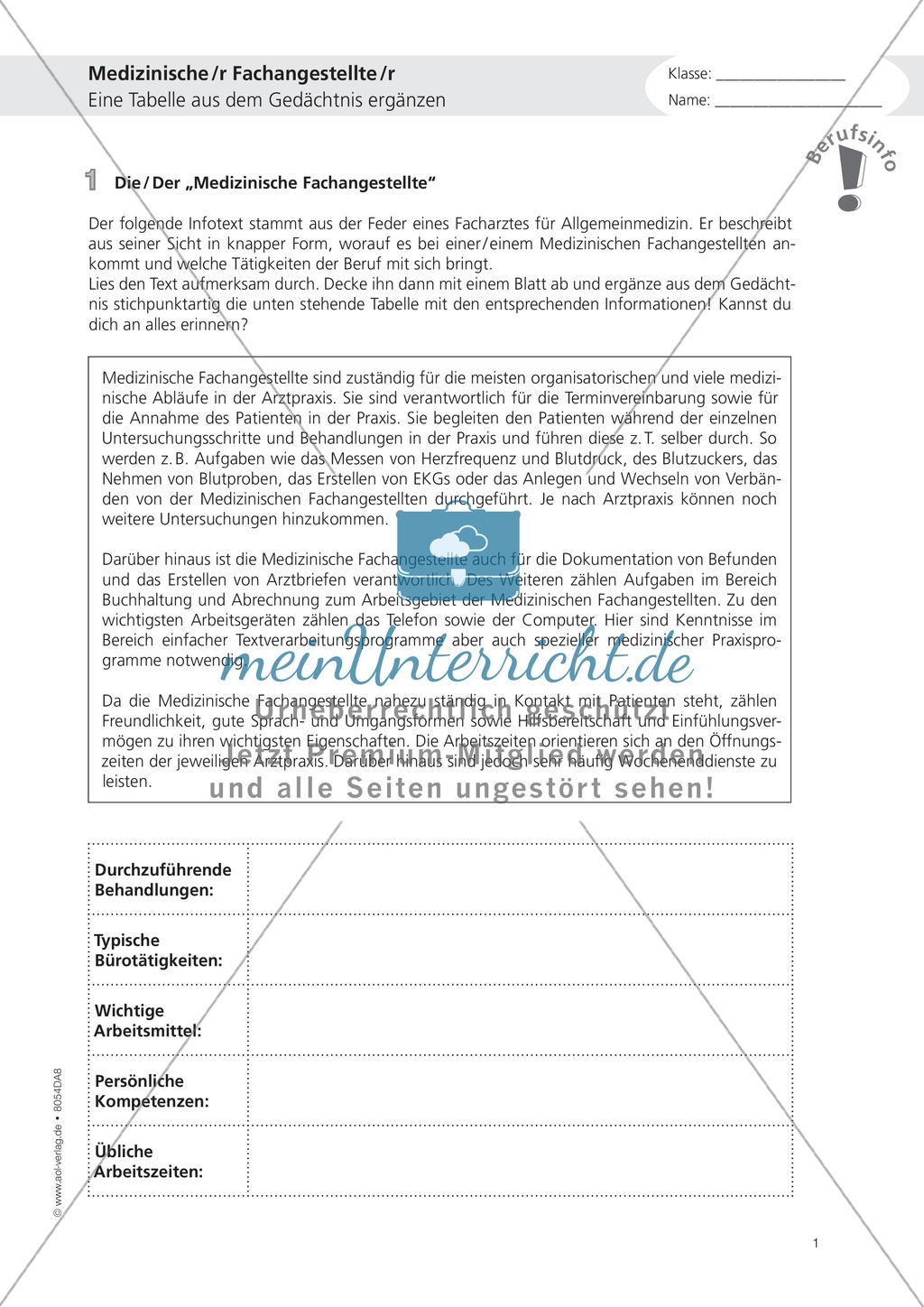 Deutsch-Aufgaben aus dem Alltag - Arbeiten in der Arztpraxis: Übungen und Lösung Preview 1