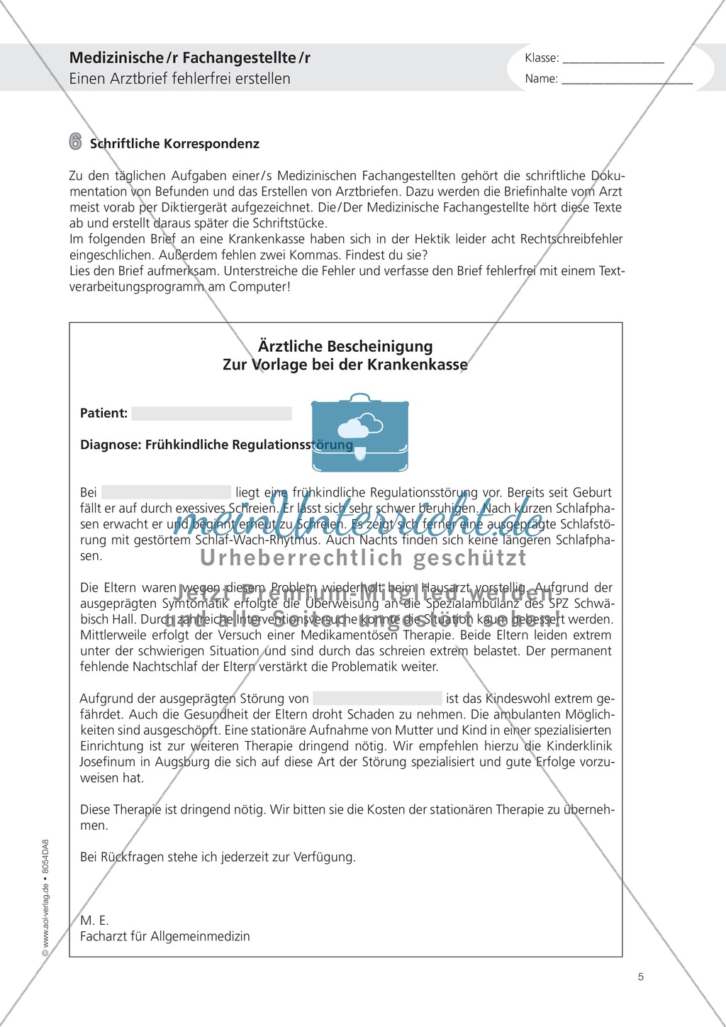 Deutsch-Aufgaben aus dem Alltag - Arbeiten in der Arztpraxis: Übungen und Lösung Preview 5