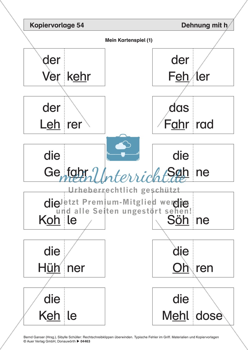 Dehnung mit h: Kartenspiel und Anleitung Preview 2