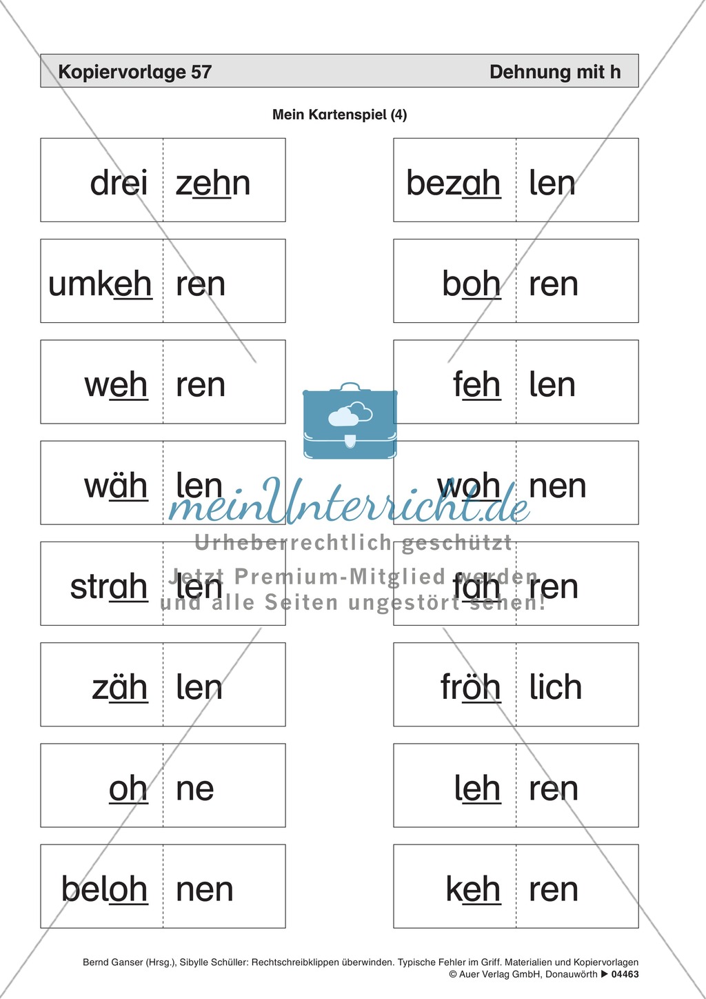 Dehnung mit h: Kartenspiel und Anleitung Preview 5
