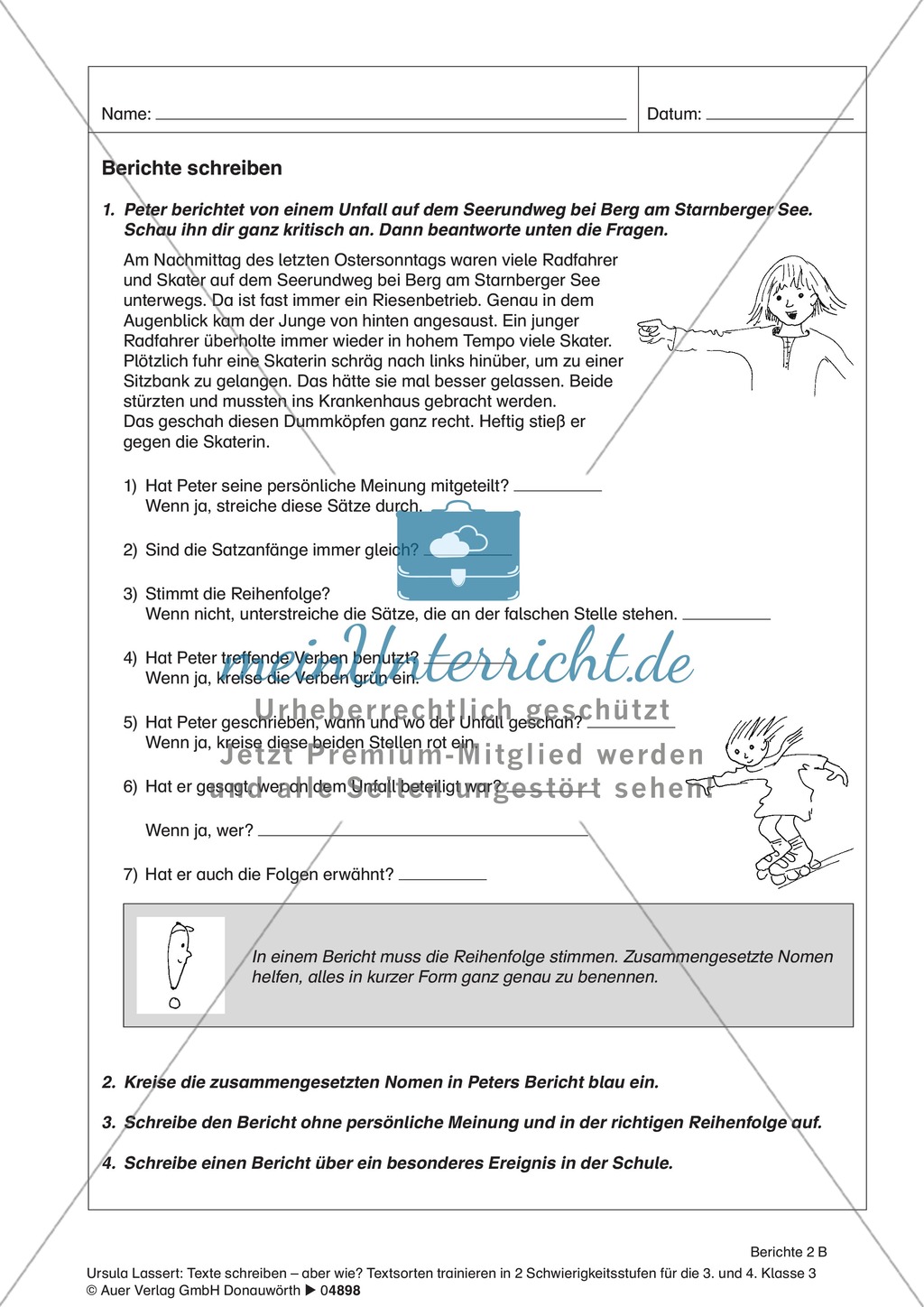 Berichte schreiben: Übungen (schwer) Preview 1