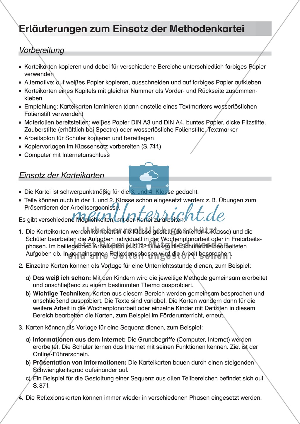 Texten Informationen entnehmen: Methoden-Karteikarten Preview 1