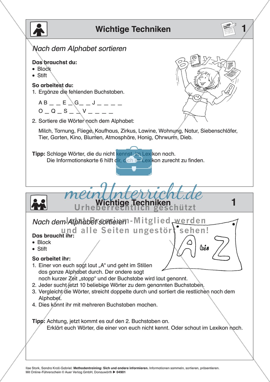 Texten Informationen entnehmen: Methoden-Karteikarten Preview 2
