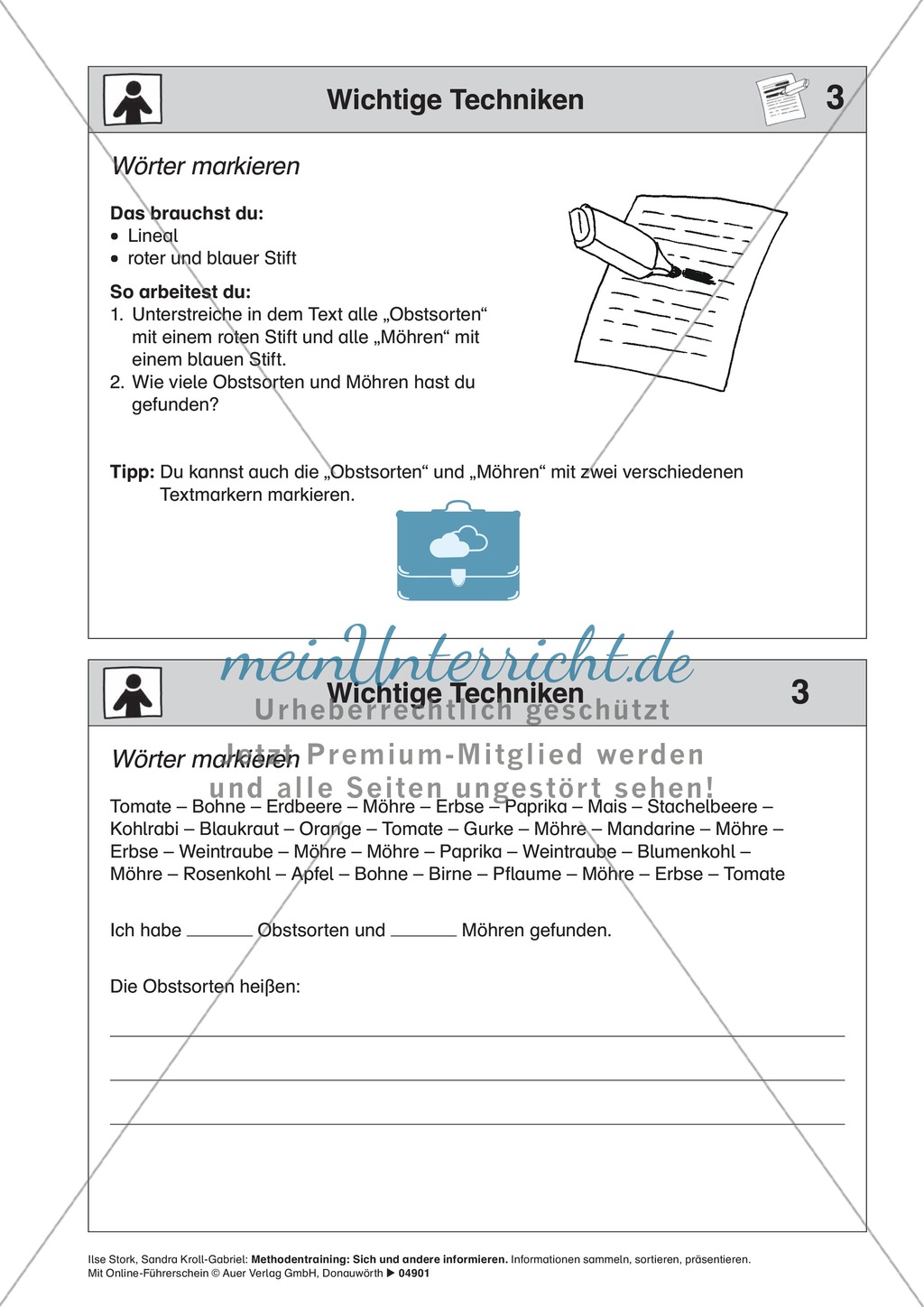 Texten Informationen entnehmen: Methoden-Karteikarten Preview 4
