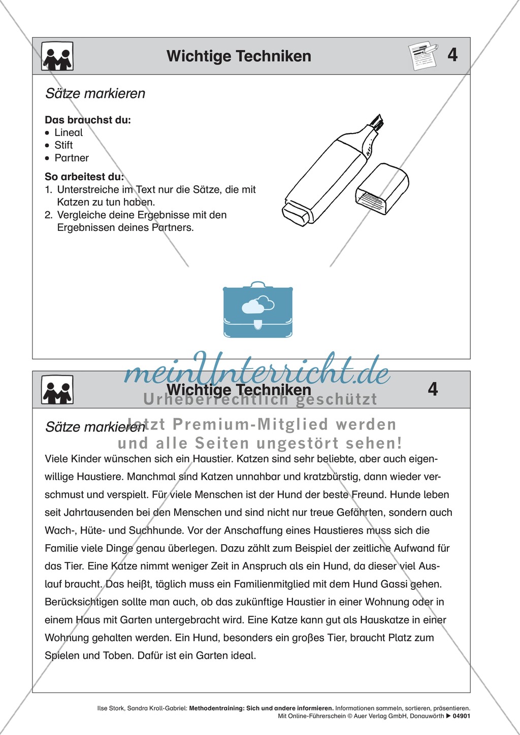 Sätze markieren: Methoden-Karteikarte Preview 1