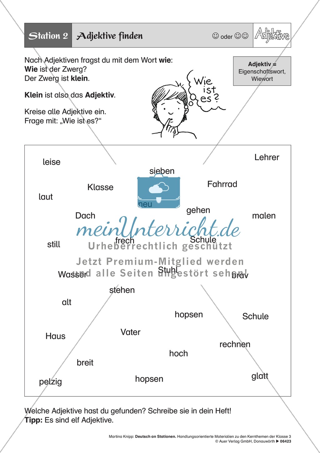 Stationentraining Adjektive: Arbeitsblätter Preview 2