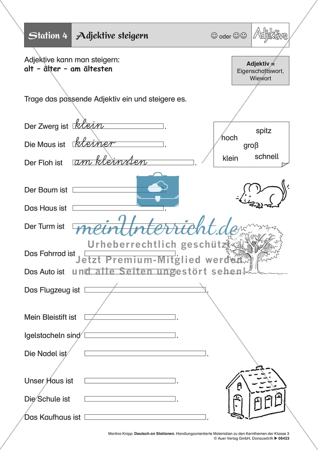 Stationentraining Adjektive: Arbeitsblätter Preview 4