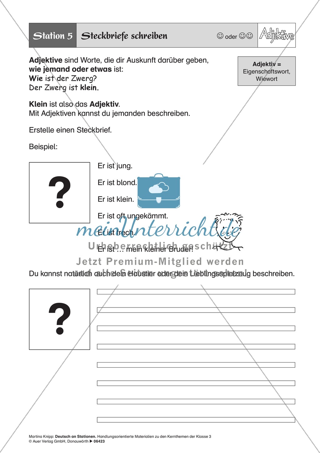 Stationentraining Adjektive: Arbeitsblätter Preview 5