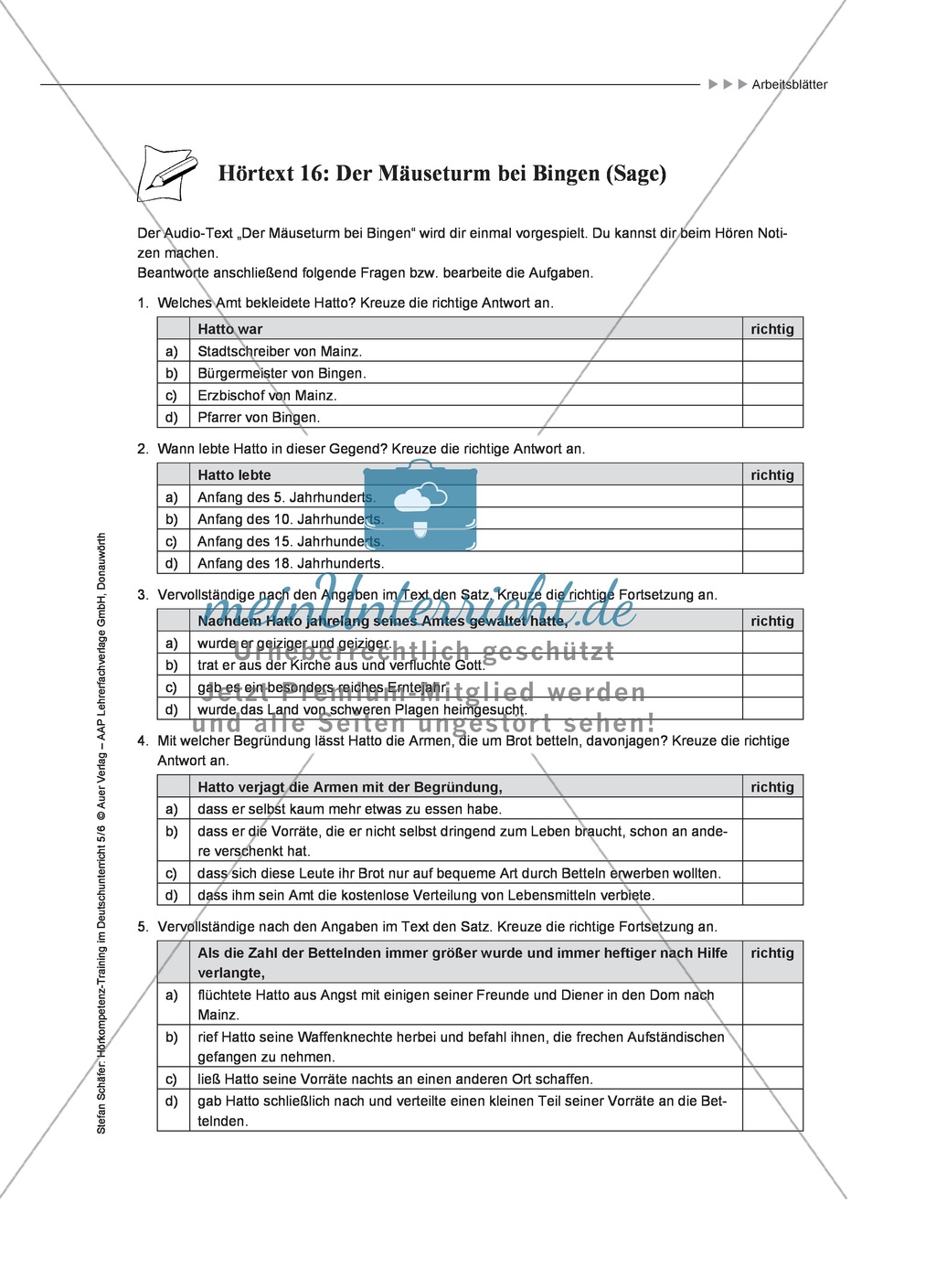 Hörkompetenz Training im Deutschunterricht Teil 4: Arbeitsblätter mit Lösungen Preview 2