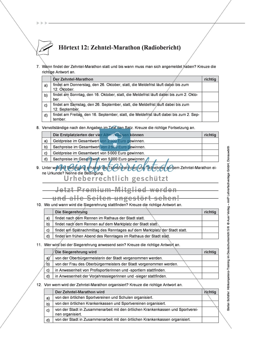 Hörkompetenz schulen: Hörtexte, Aufgaben und Lösungen Preview 5