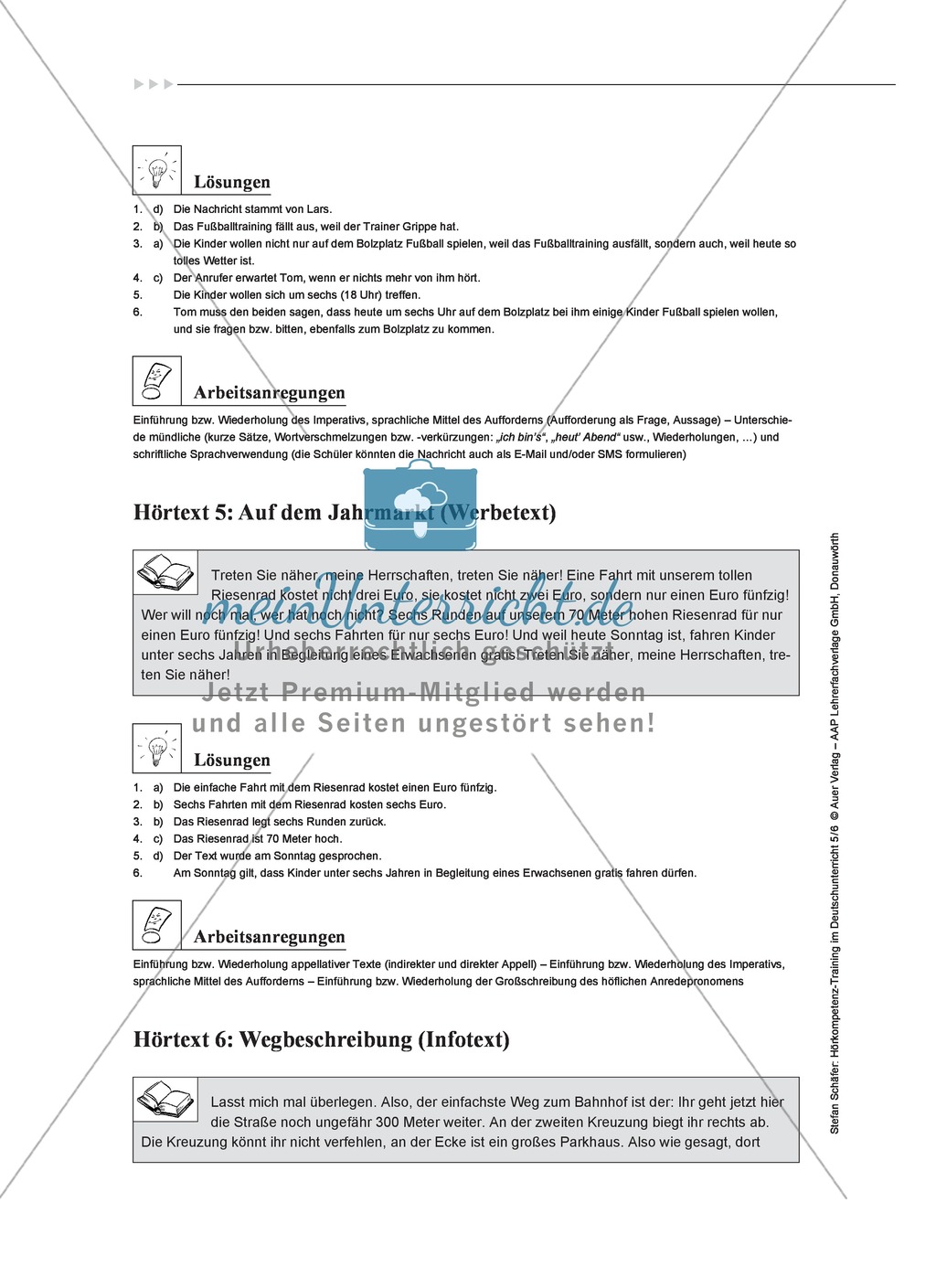 Hörkompetenz schulen: Hörtexte, Aufgaben und Lösungen Preview 11