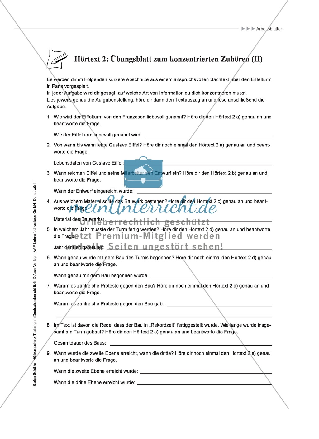 Hörkompetenz schulen: Hörtexte, Aufgaben und Lösungen Preview 3